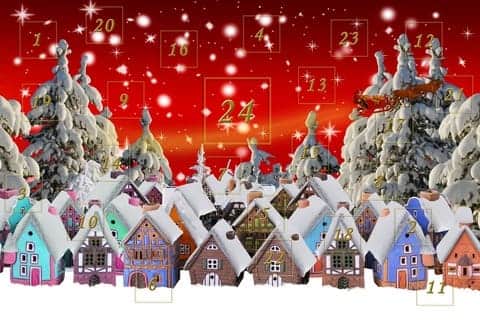 Tabellone del calendario dell'avvento durante la cena aziendale