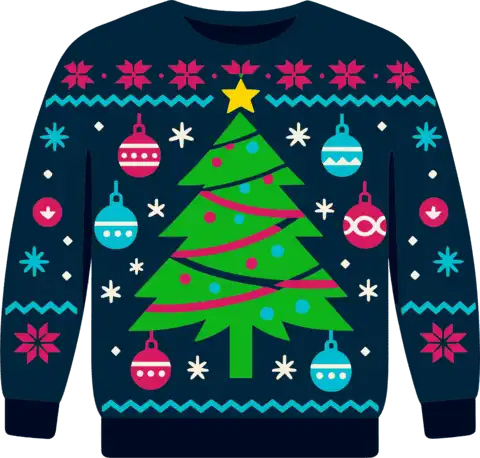 Maglione natalizio blu con albero