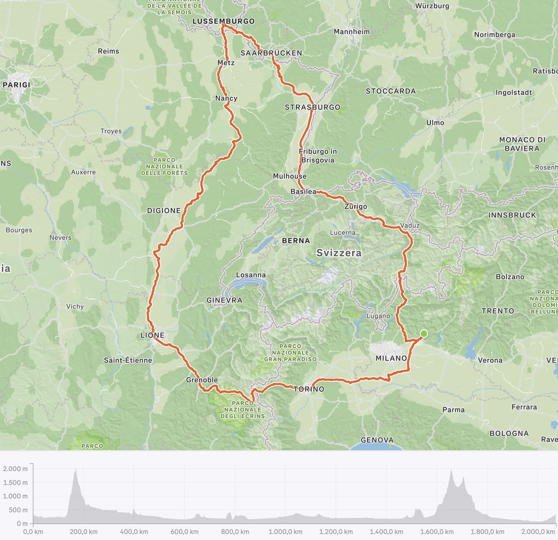 Mappa del percorso Bikepacking Lussemburgo
